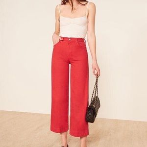COPY - Reformation Red Wide-Leg Chevy Jeans Cherry Wash